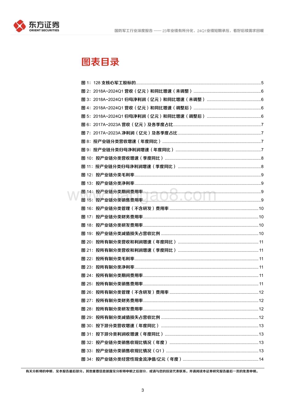 20240527_东方证券_国防军工行业：23年业绩有所分化24Q1业绩短期承压看好后续需求回暖_22页.pdf_第3页
