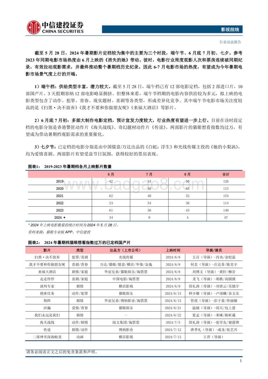 20240529_中信建投_影视院线行业：电影暑期档市场预期低内容丰富度不低_13页.pdf_第2页