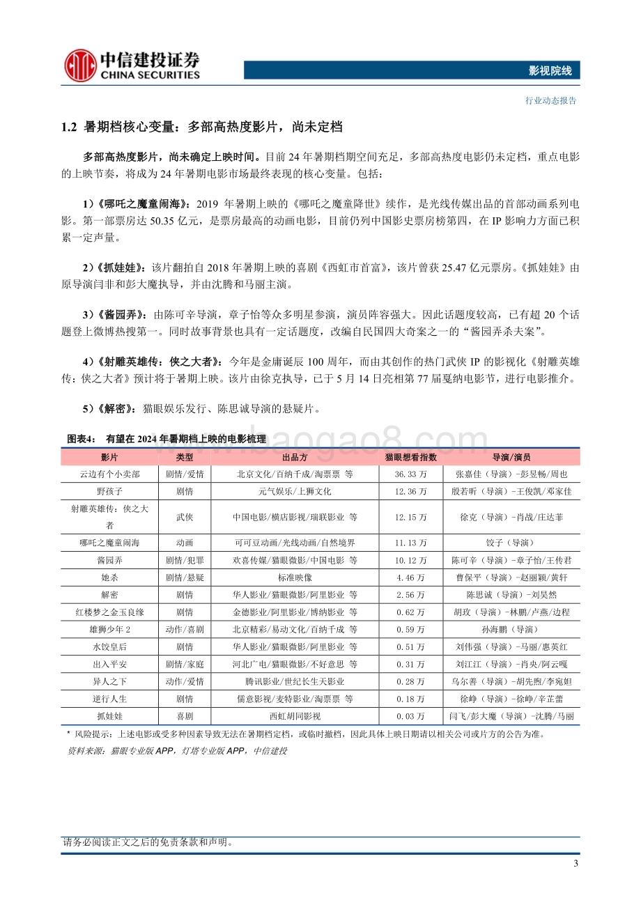 20240529_中信建投_影视院线行业：电影暑期档市场预期低内容丰富度不低_13页.pdf_第4页