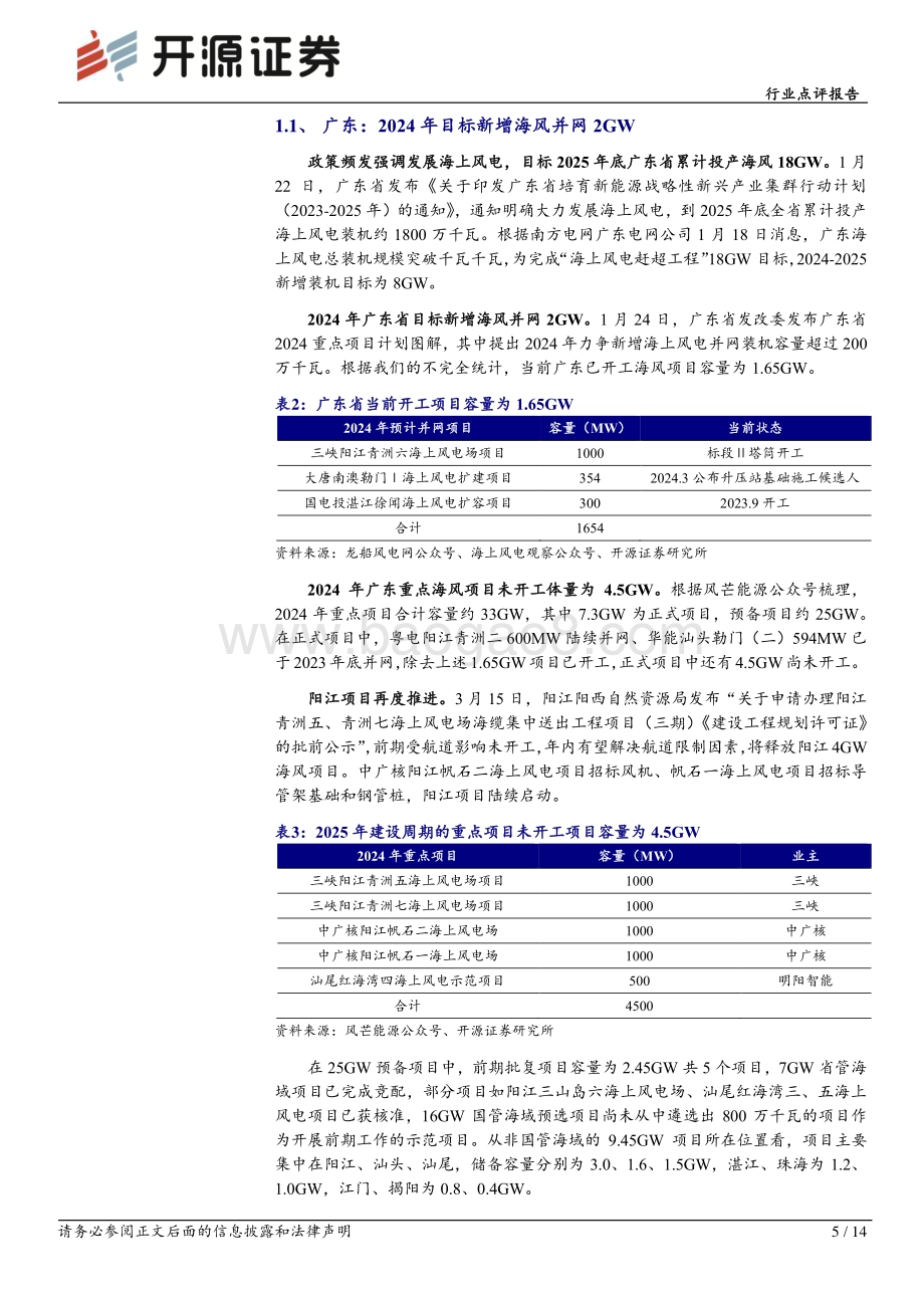 20240528_开源证券_电力设备行业点评报告：至暗将明海风项目有望迎来密集开工_14页.pdf_第5页