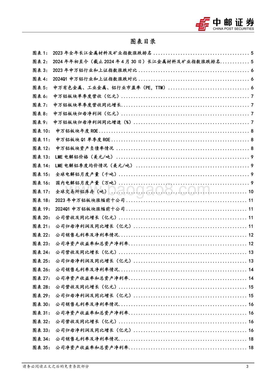 20240516_中邮证券_铝行业板块2023年及2024Q1总结：盈利能力环比提升_23页.pdf_第3页