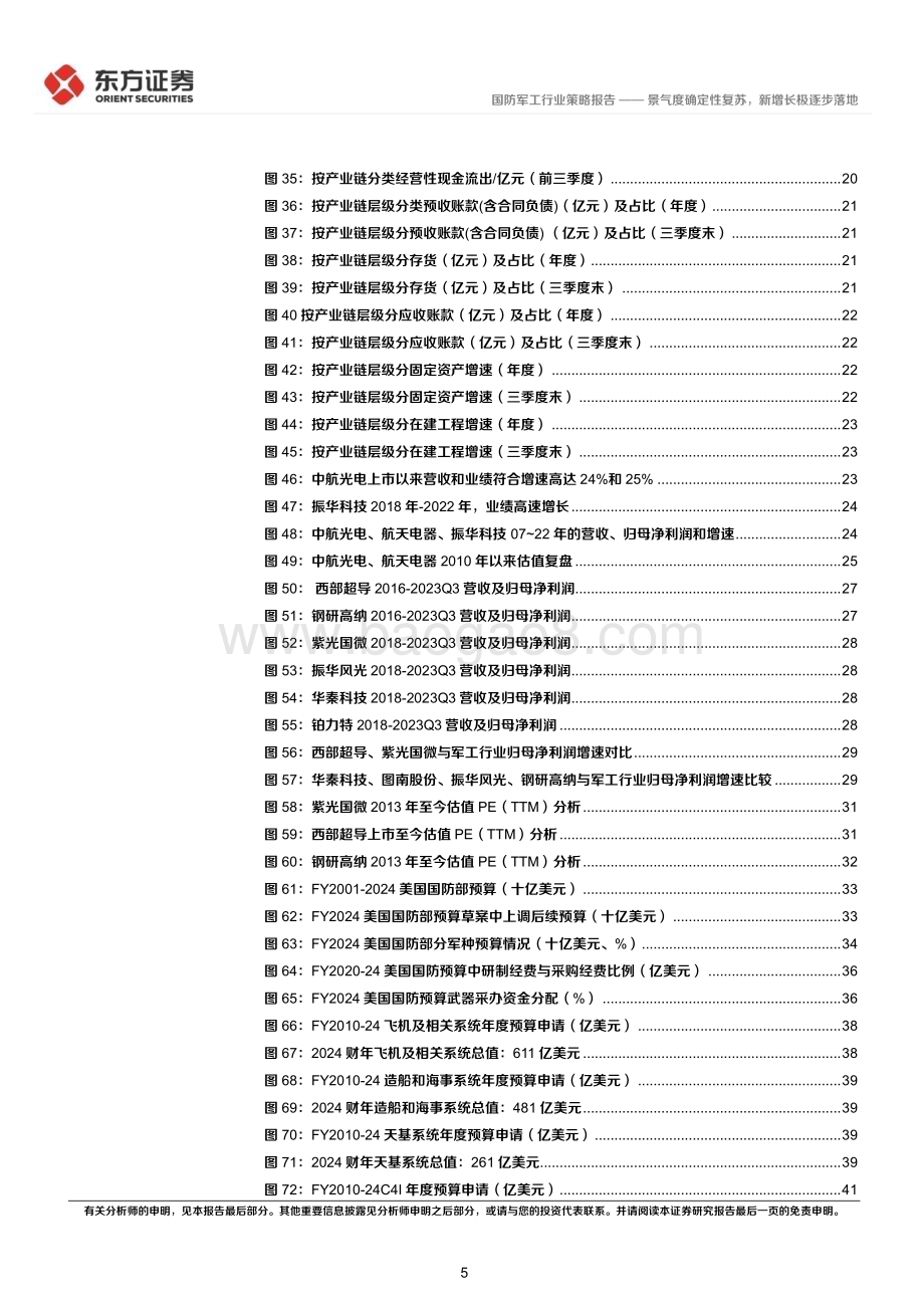 20231122_东方证券_国防军工行业2024年度投资策略景气度确定性复苏新增长极逐步落地_60页.pdf_第5页