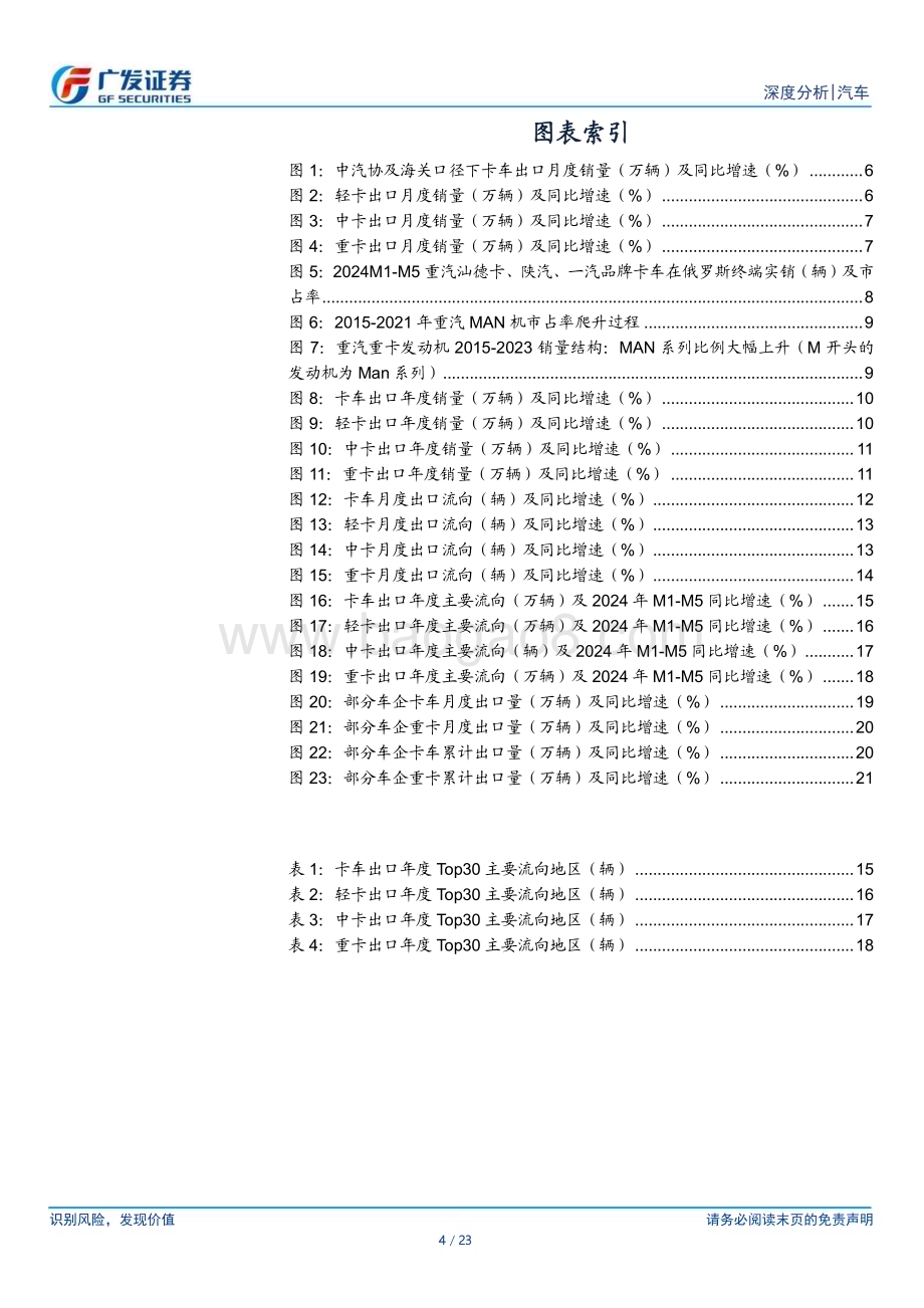 20240627_广发证券_汽车行业24年数据点评系列之七：重卡出口依旧亮眼俄罗斯以外地区重卡出口同比+35.0%_23页.pdf_第4页