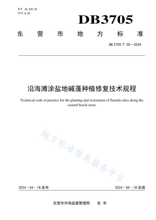 沿海滩涂盐地碱蓬种植修复技术规程DB 3705／T 05-2024.pdf