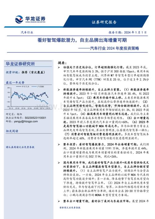 20240101_华龙证券_汽车行业2024年度投资策略看好智驾爆款潜力自主品牌出海增量可期_33页.pdf