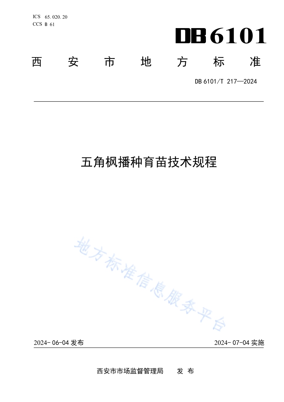 五角枫播种育苗技术规程DB6101／T 217-2024.pdf_第1页