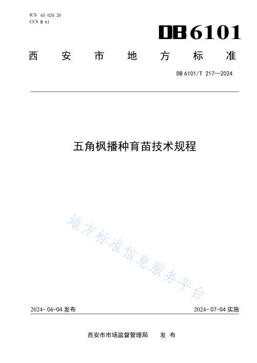五角枫播种育苗技术规程DB6101／T 217-2024.pdf