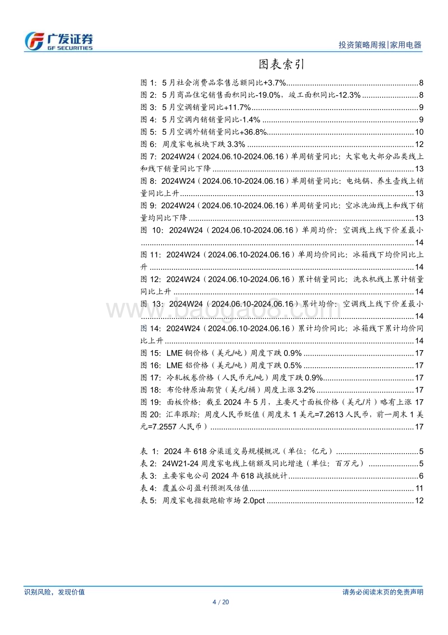 20240623_广发证券_家用电器行业：“618”家电大盘表现偏弱白电龙头跑赢行业_20页.pdf_第4页