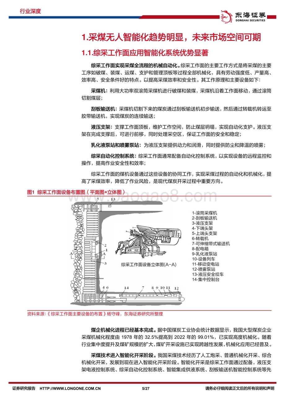 20240627_东海证券_机械设备行业深度报告：采煤迈入无人化智能时代综采装备技术升级正当时_27页.pdf_第5页