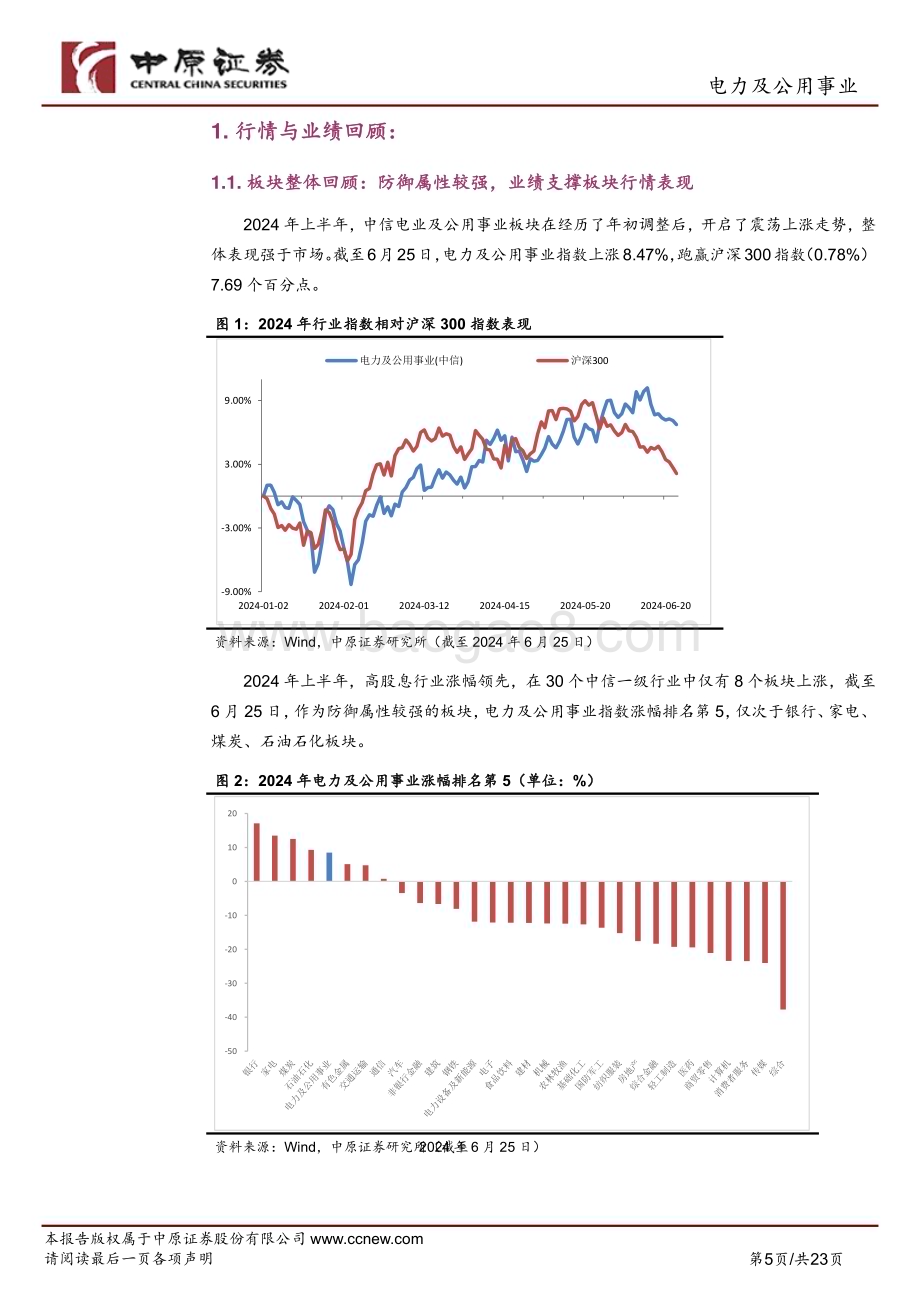 20240628_中原证券_电力及公用事业行业2024年中期投资策略：电力市场化改革有望提速建议长期关注真正创造价值的好公司_23页.pdf_第5页