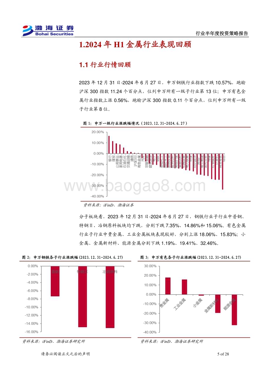 20240628_渤海证券_金属行业2024半年度投资策略报告：品种表现分化看好铜金组合_28页.pdf_第5页