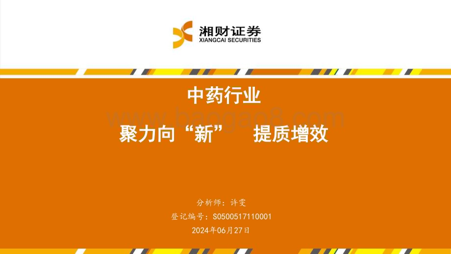 20240627_湘财证券_中药行业：聚力向“新”提质增效_35页.pdf_第1页