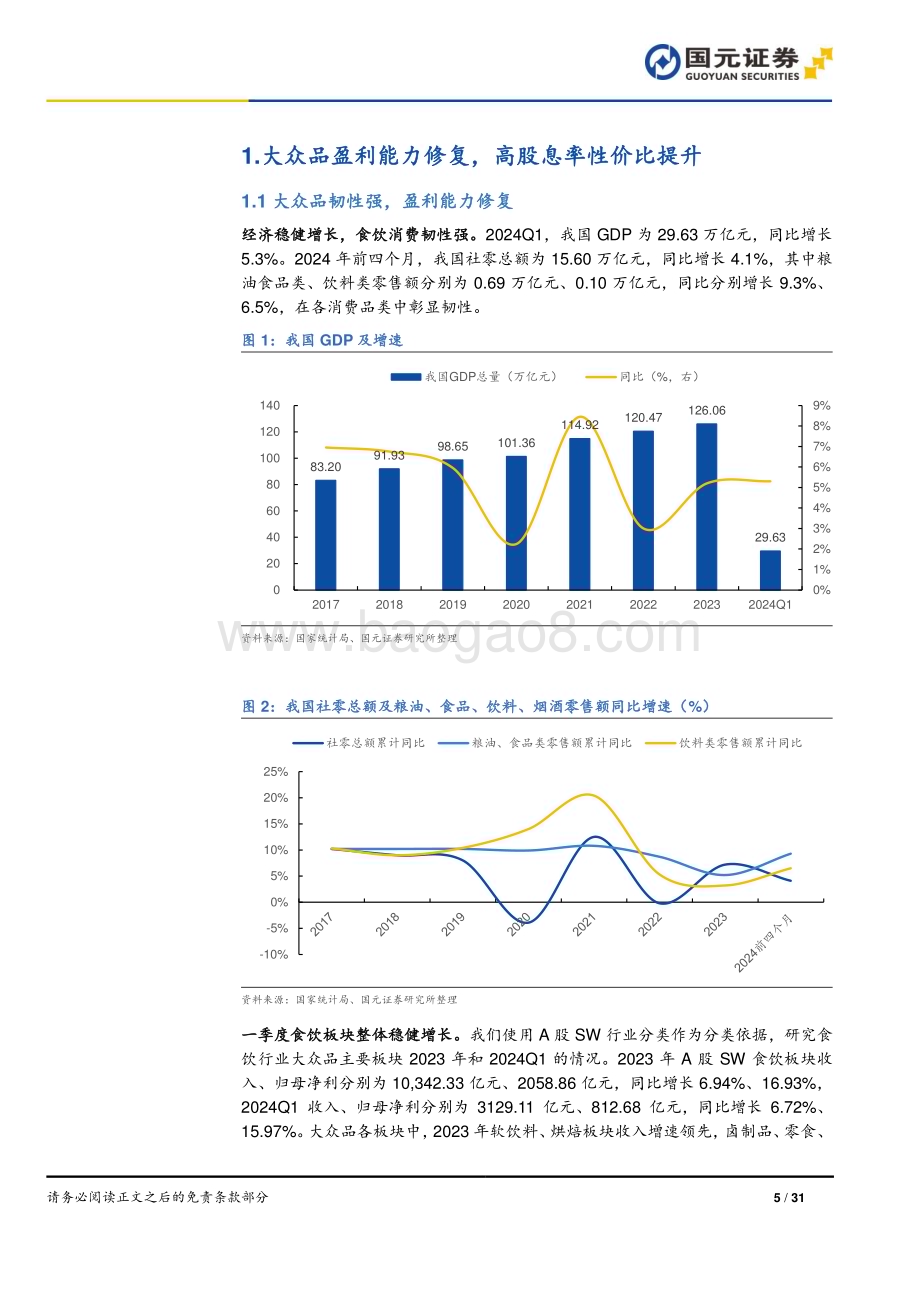 20240703_国元证券_食品饮料行业大众品中期策略报告：必选消费穿越周期_31页.pdf_第5页