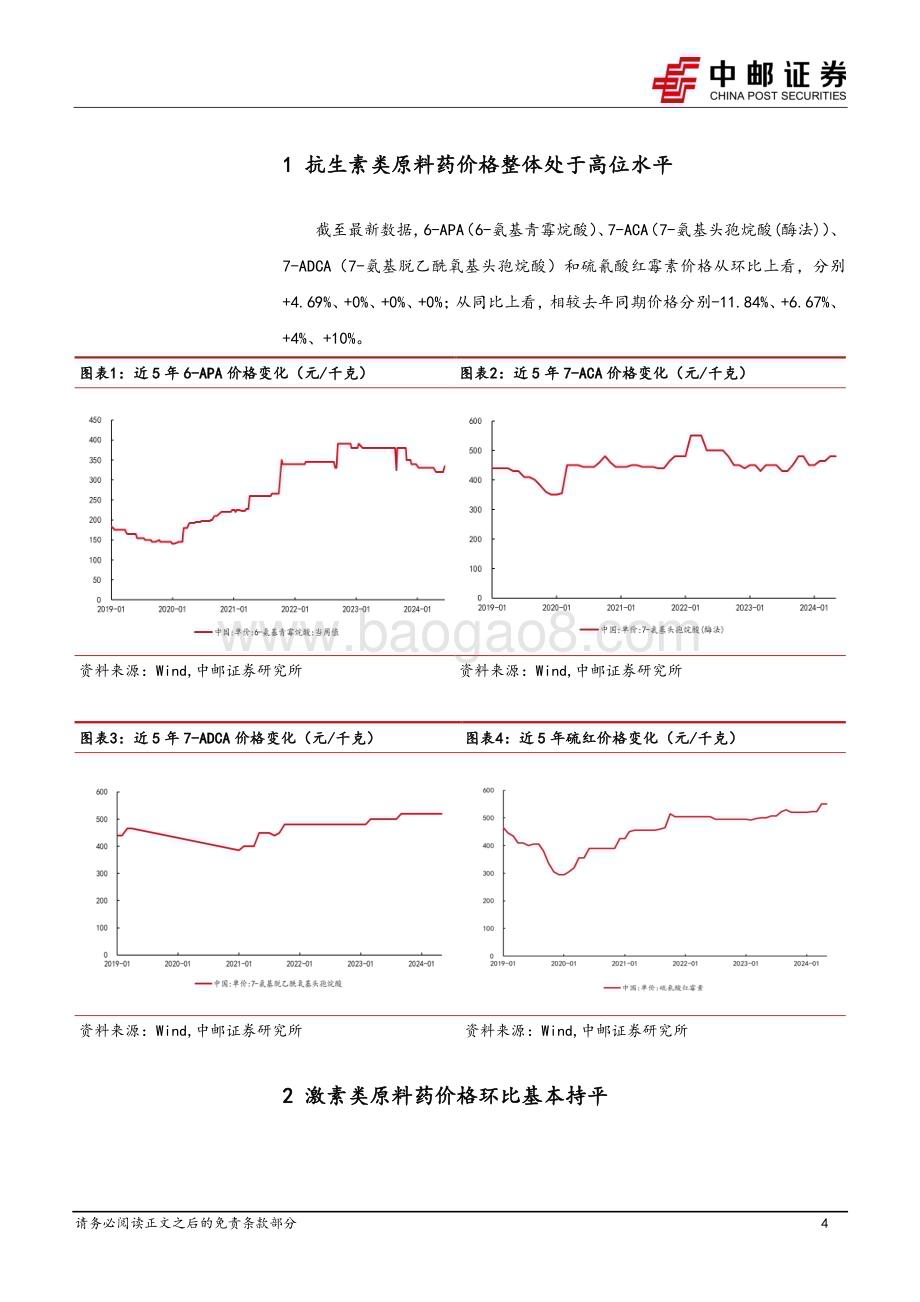 20240623_中邮证券_医药行业深度报告：抗生素价格处于高位肝素出口量恢复良好增长_13页.pdf_第4页