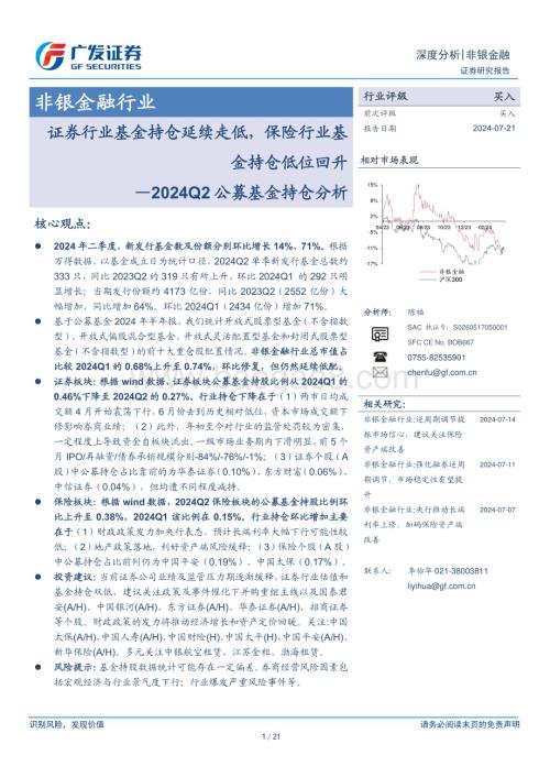 20240721_广发证券_非银金融行业2024Q2公募基金持仓分析：证券行业基金持仓延续走低保险行业基金持仓低位回升_21页.pdf
