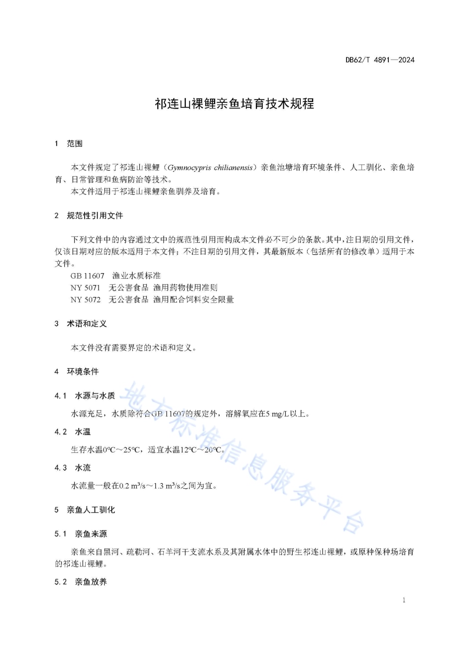祁连山裸鲤亲鱼培育技术规程DB62／T 4891-2024.pdf_第5页