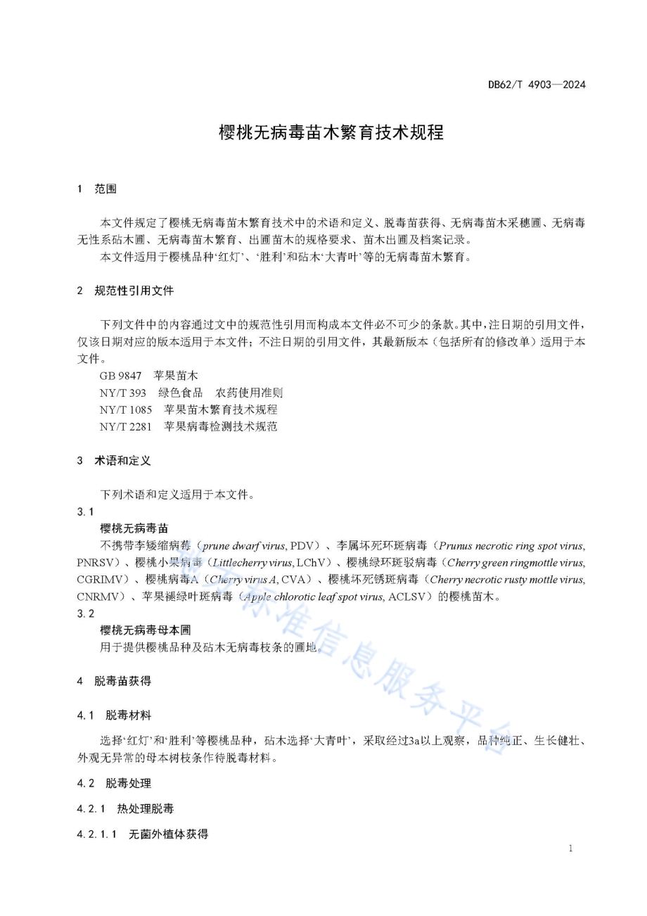 樱桃无病毒苗木繁育技术规程DB62／T 4903-2024.pdf_第5页