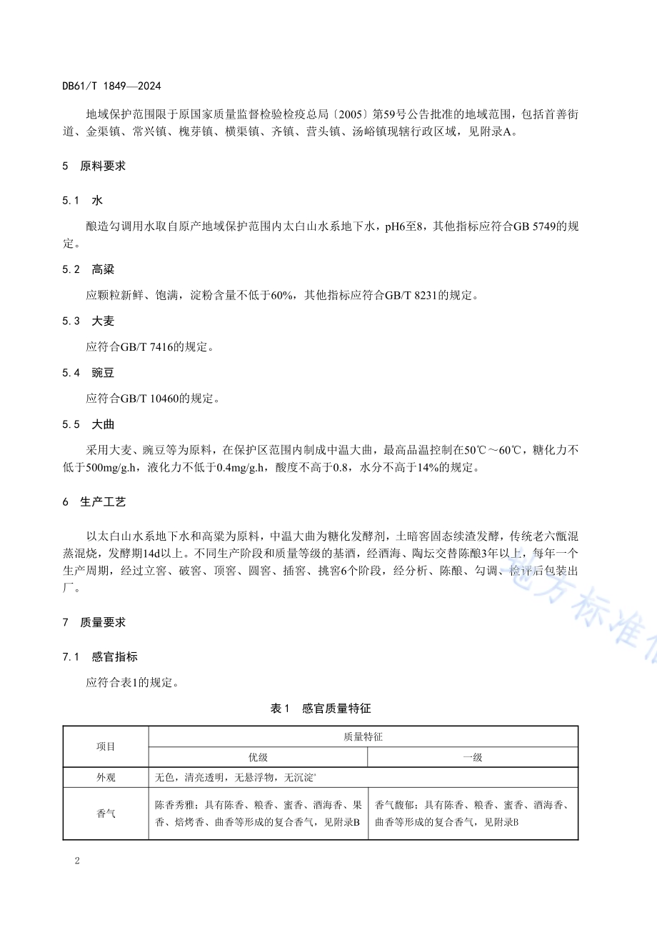 地理标志产品质量要求 太白酒DB61／T 1849-2024.pdf_第5页