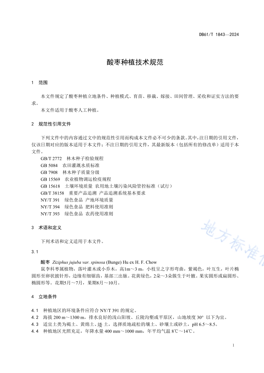 酸枣种植技术规范DB61／T 1843-2024.pdf_第4页