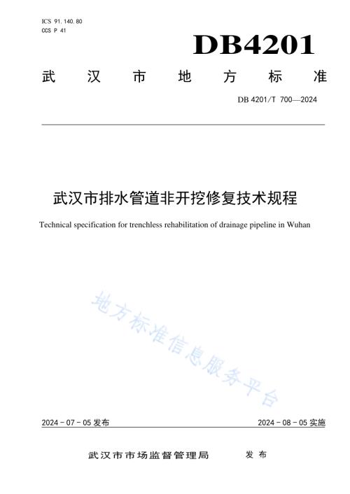 武汉市排水管道非开挖修复技术规程DB4201／T 700-2024.pdf