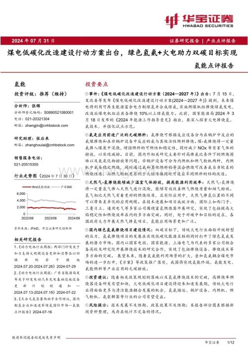 20240731_华宝证券_氢能行业点评报告：煤电低碳化改造建设行动方案出台绿色氢氨+火电助力双碳目标实现_12页.pdf