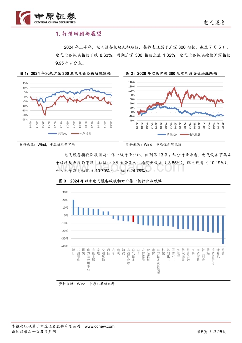 20240710_中原证券_电气设备行业半年度策略：电网投资加速与海外市场拓展电力设备行业的双重机遇_25页.pdf_第5页