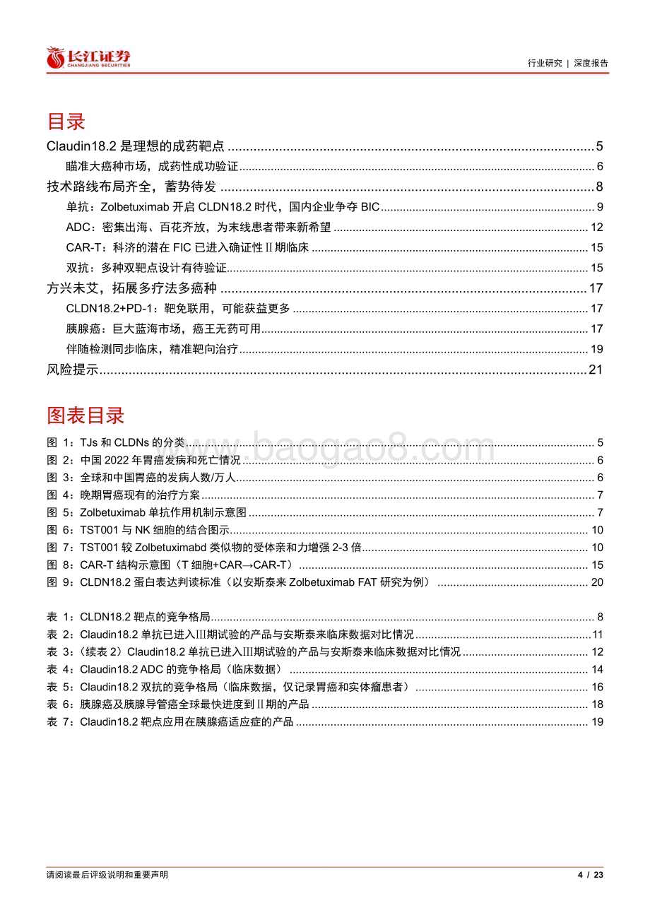 20240715_长江证券_制药行业聚焦Claudin18.2：国产企业领航全球研发蓝海市场方兴未艾_23页.pdf_第4页