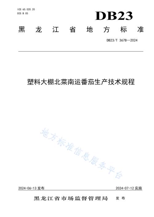 塑料大棚北菜南运番茄生产技术规程DB23／T 3678—2024.pdf
