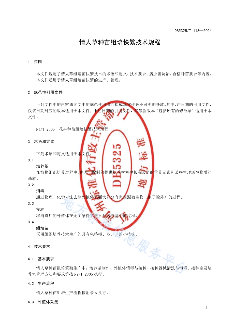 情人草种苗组培快繁技术规程DB5325／T 113-2024.pdf_第5页