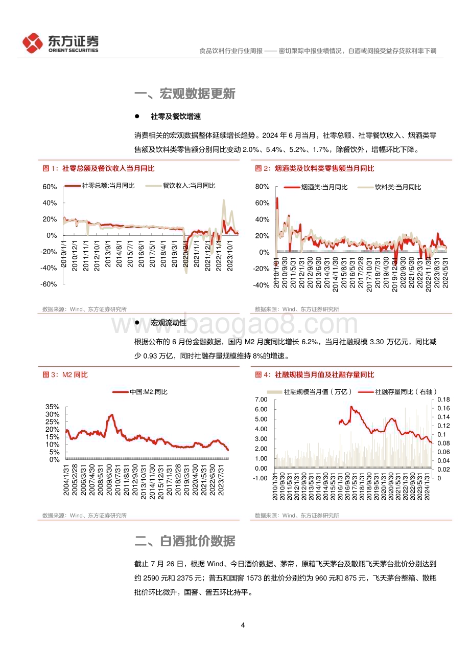 20240728_东方证券_食品饮料行业：密切跟踪中报业绩情况白酒或间接受益存贷款利率下调_11页.pdf_第4页