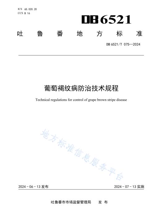 葡萄褐纹病防治技术规程DB6521／T 075-2024.pdf