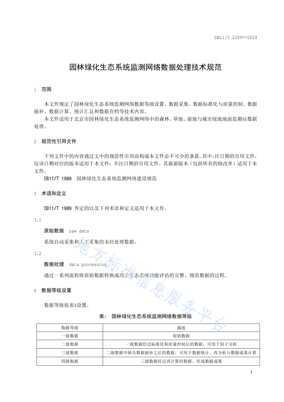 园林绿化生态系统监测网络数据处理技术规范DB11／T 2289-2024.pdf_第4页