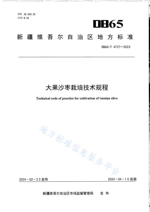 大果沙枣栽培技术规程DB65／T 4727-2023.pdf