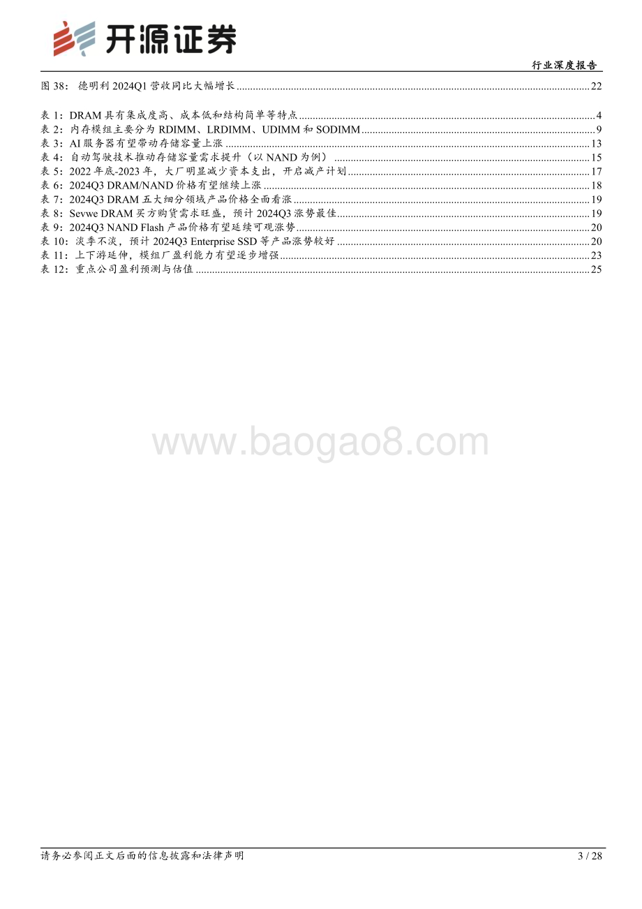 20240719_开源证券_半导体行业存储板块跟踪报告（九）：周期复苏叠加AI拉动存储模组行情有望渐行渐盛_28页.pdf_第3页