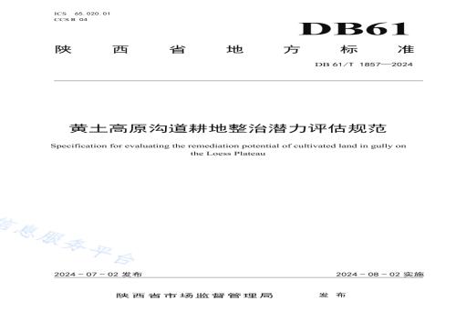 黄土高原沟道耕地整治潜力评估规范DB61／T 1857-2024.pdf
