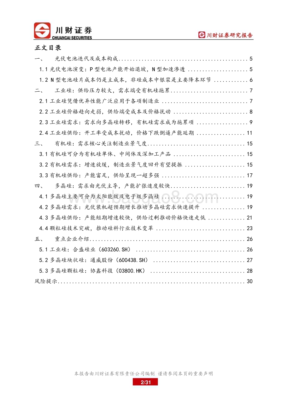 20240719_川财证券_光伏原材料行业系列专题研究报告：多晶硅贡献工业硅核心增量颗粒硅异军突起_31页.pdf_第2页