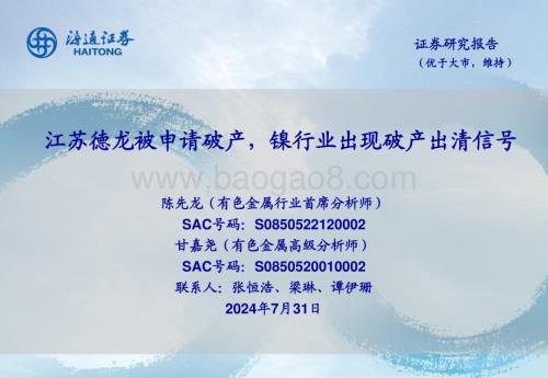 20240731_海通证券_有色金属行业：江苏德龙被申请破产镍行业出现破产出清信号_24页.pdf