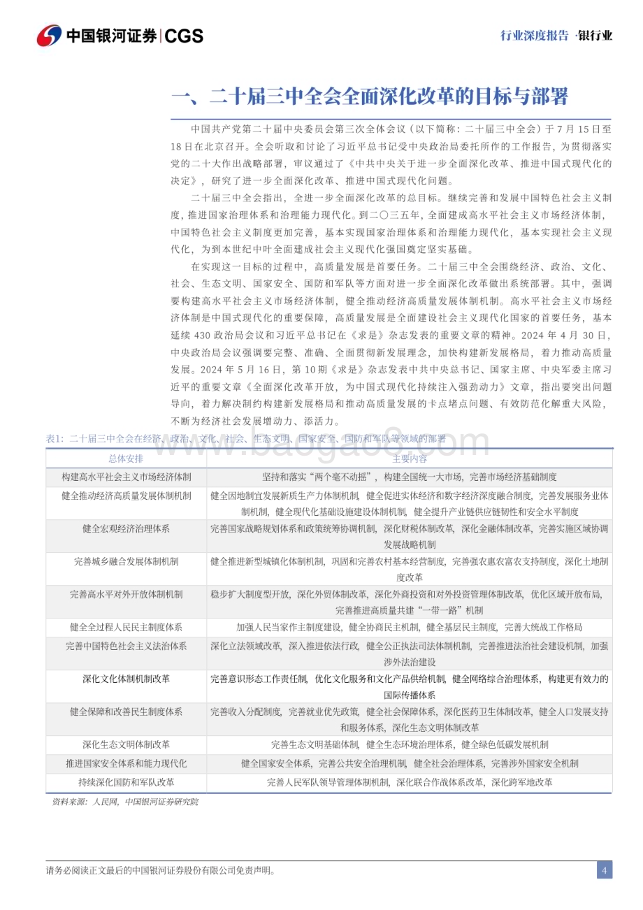 20240722_银河证券_银行业二十届三中全会解读：深化金融体制改革全面助力高质量发展_20页.pdf_第4页