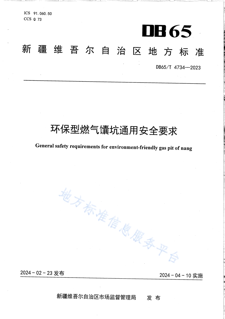 环保型燃气馕坑通用安全要求DB65／T 4734-2023.pdf_第1页