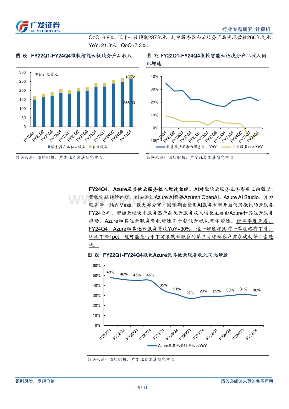 20240731_广发证券_计算机行业：微软财报显示ROI加速下探将加剧供应链预期波动_11页.pdf_第5页