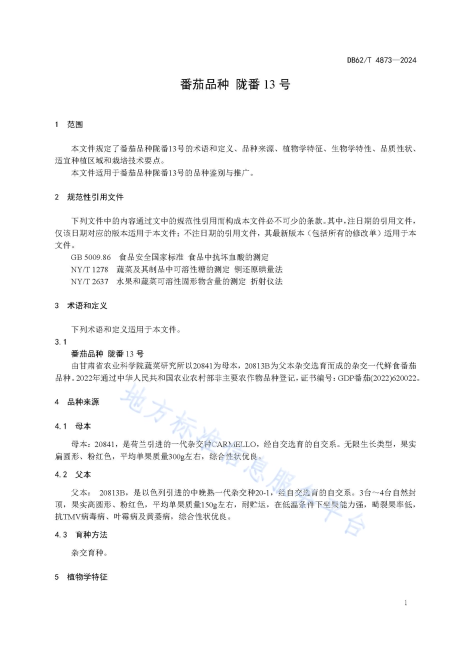 番茄品种 陇番13号DB62／T 4873-2024.pdf_第5页