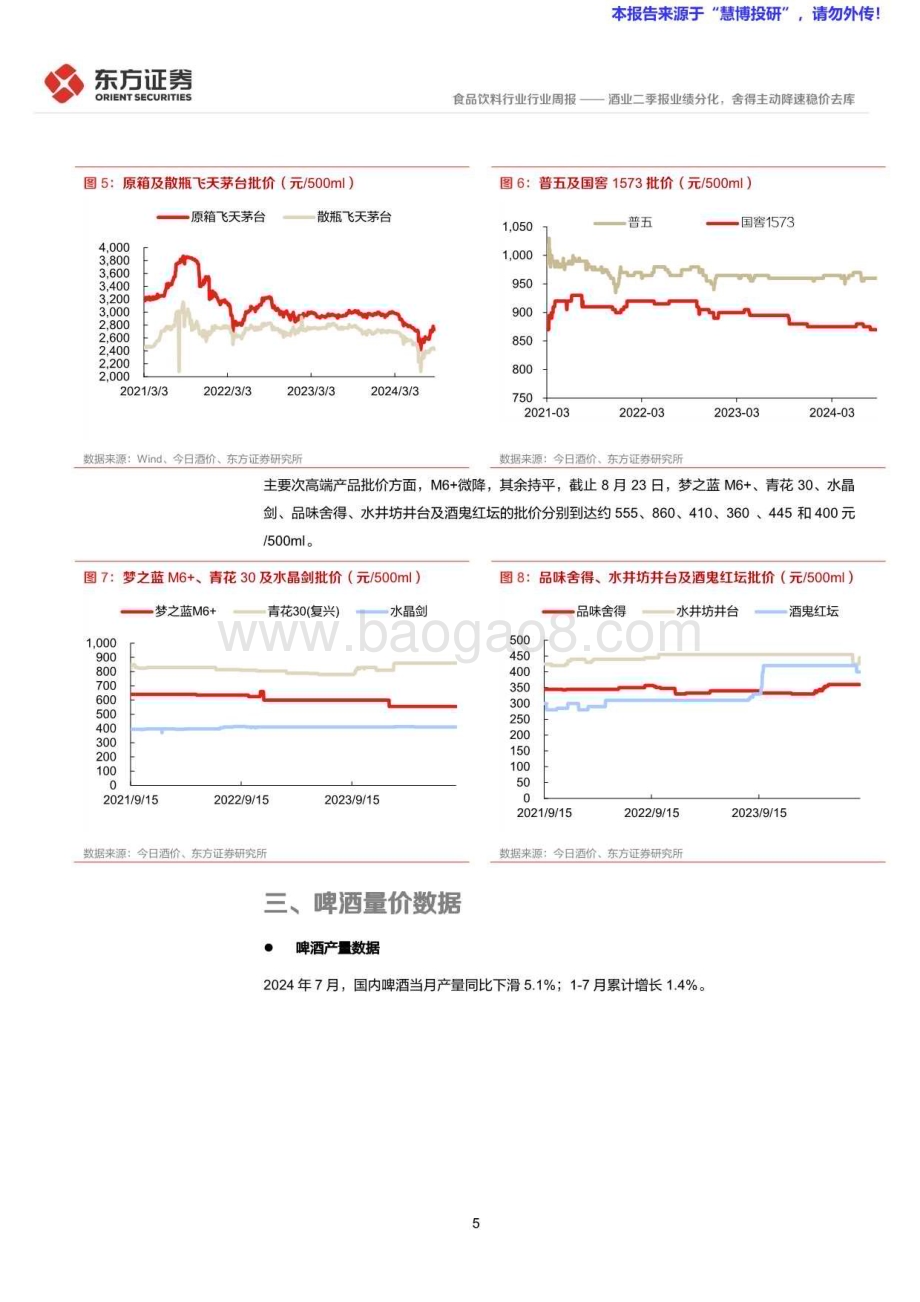 20240825_东方证券_食品饮料行业：酒业二季报业绩分化舍得主动降速稳价去库_11页.pdf_第5页