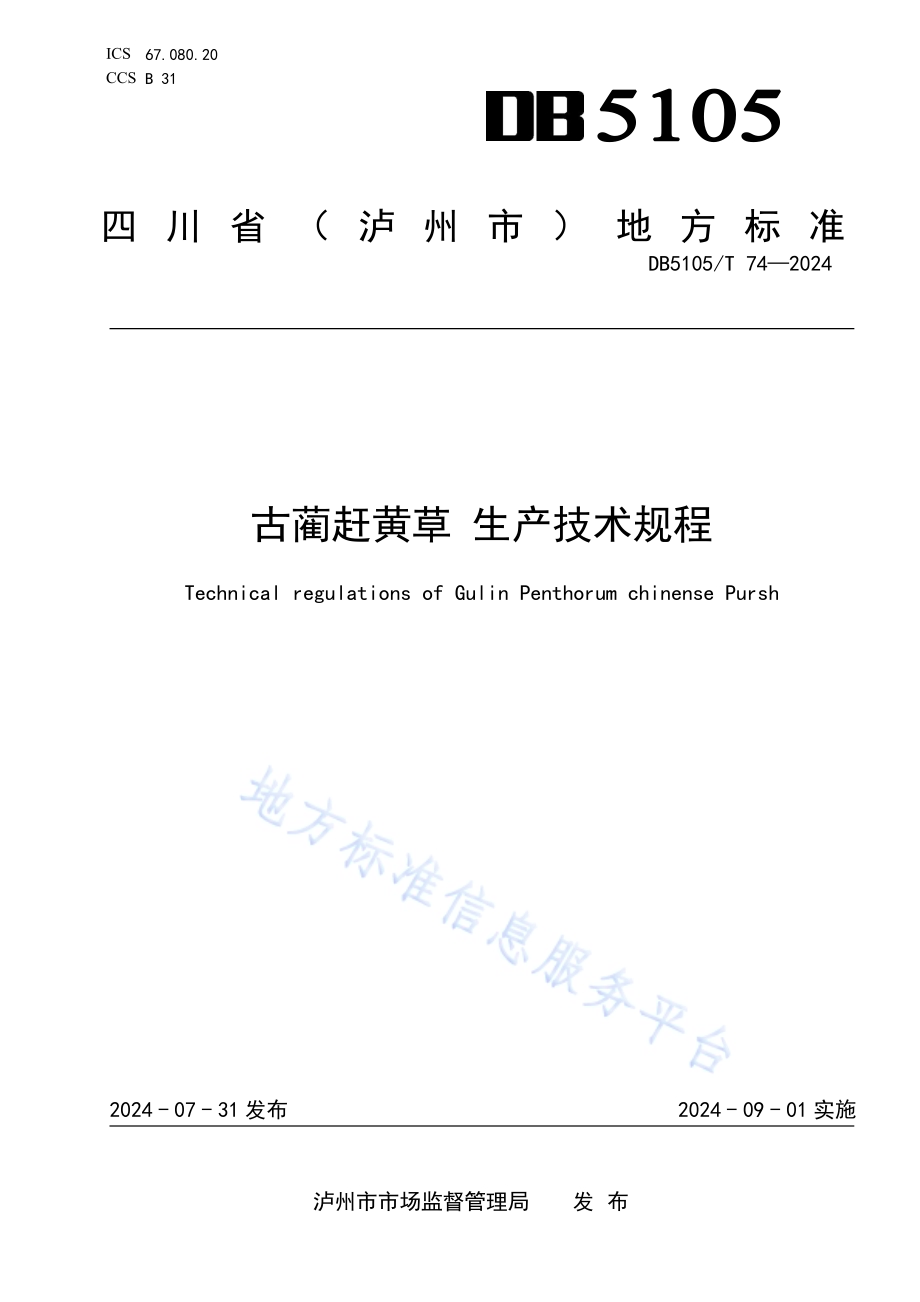 古蔺赶黄草 生产技术规程DB5105／T 74-2024.pdf_第1页