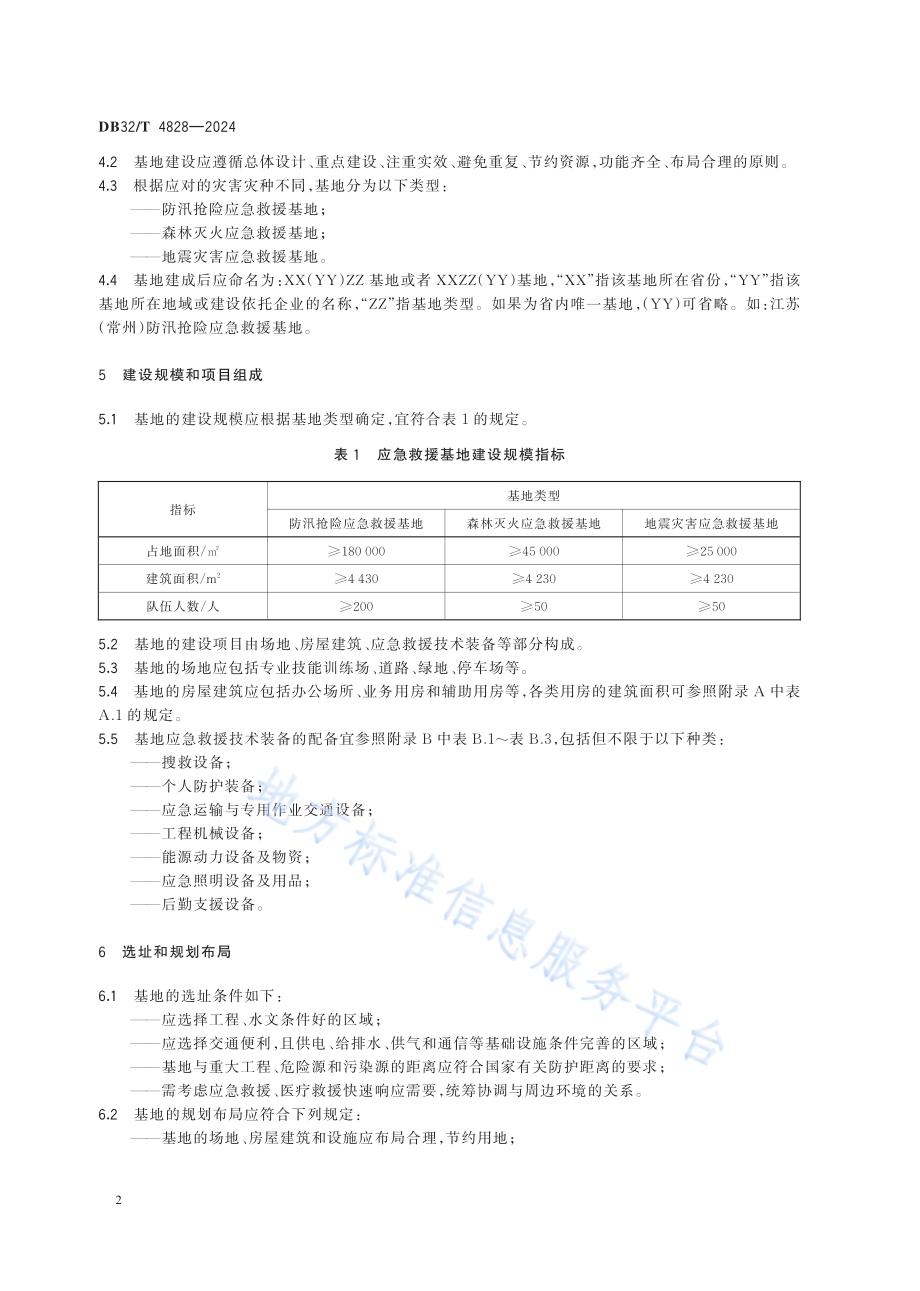 省级自然灾害应急救援基地建设规范DB32／T 4828-2024.pdf_第5页