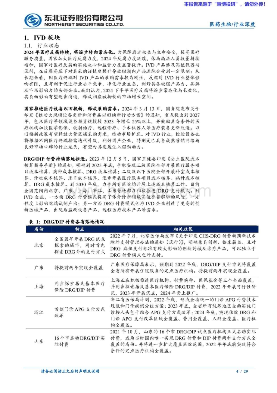 20240816_东北证券_医药生物行业深度报告：关注IVD集采以及医药行业近期多板块机会_29页.pdf_第4页