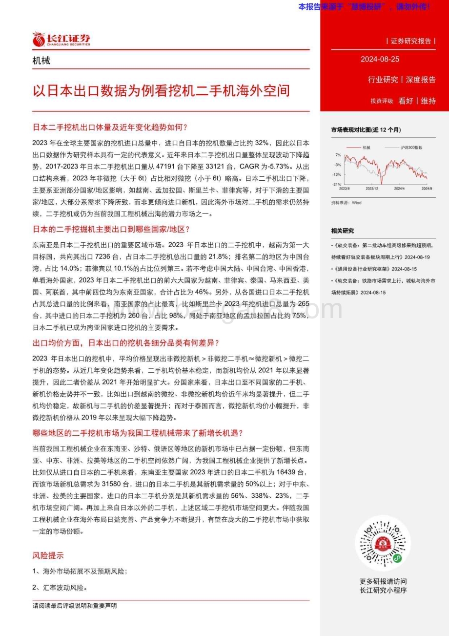 20240825_长江证券_机械行业：以日本出口数据为例看挖机二手机海外空间_25页.pdf_第3页