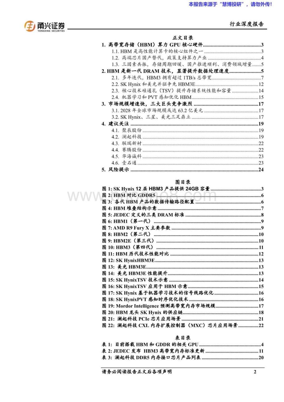 20240822_甬兴证券_电子行业：HBM算力卡核心组件国内产业链有望受益_26页.pdf_第2页