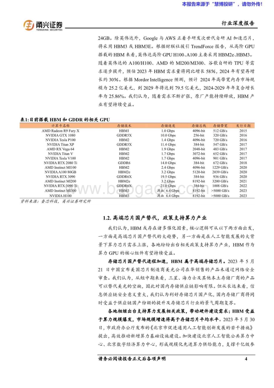 20240822_甬兴证券_电子行业：HBM算力卡核心组件国内产业链有望受益_26页.pdf_第4页
