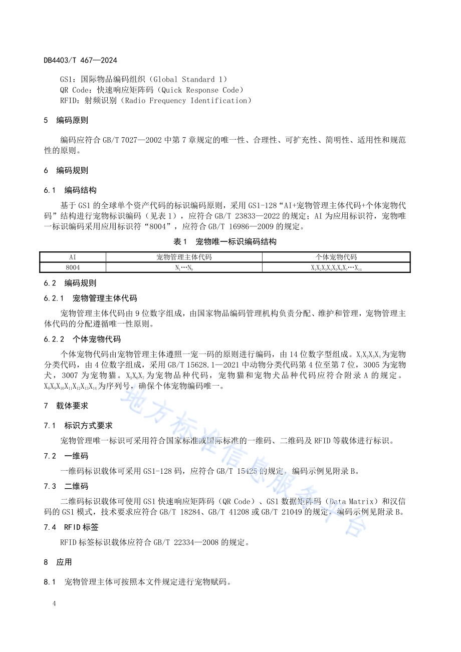 宠物管理唯一标识编码规则DB4403／T 467—2024.pdf_第5页