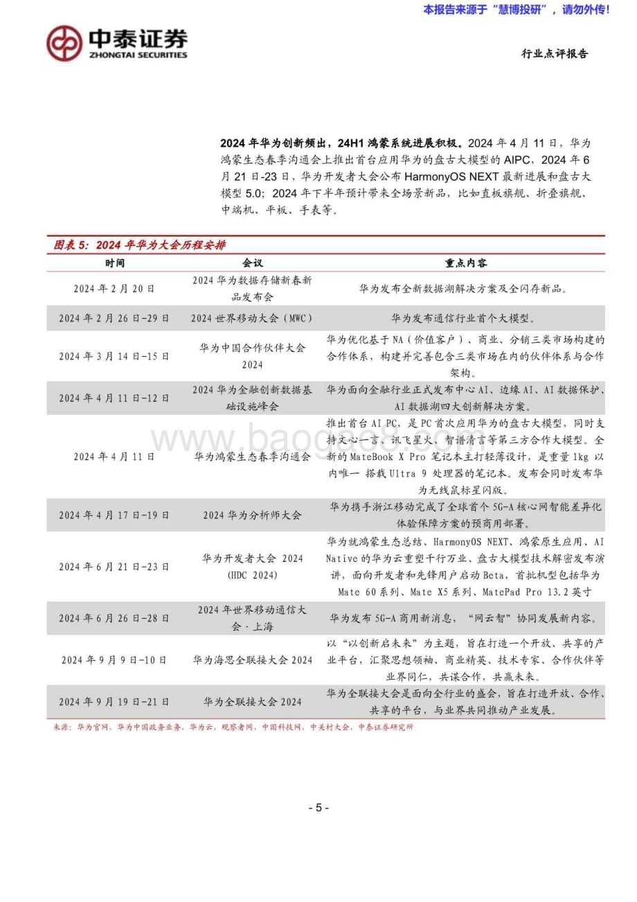 20240825_中泰证券_计算机行业：中泰科技华为及海思全联接大会在即关注鸿蒙+星闪+算力投资机会_21页.pdf_第5页